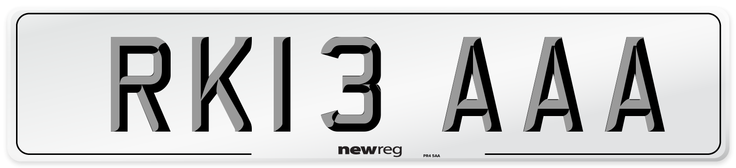 RK13 AAA Number Plate from New Reg